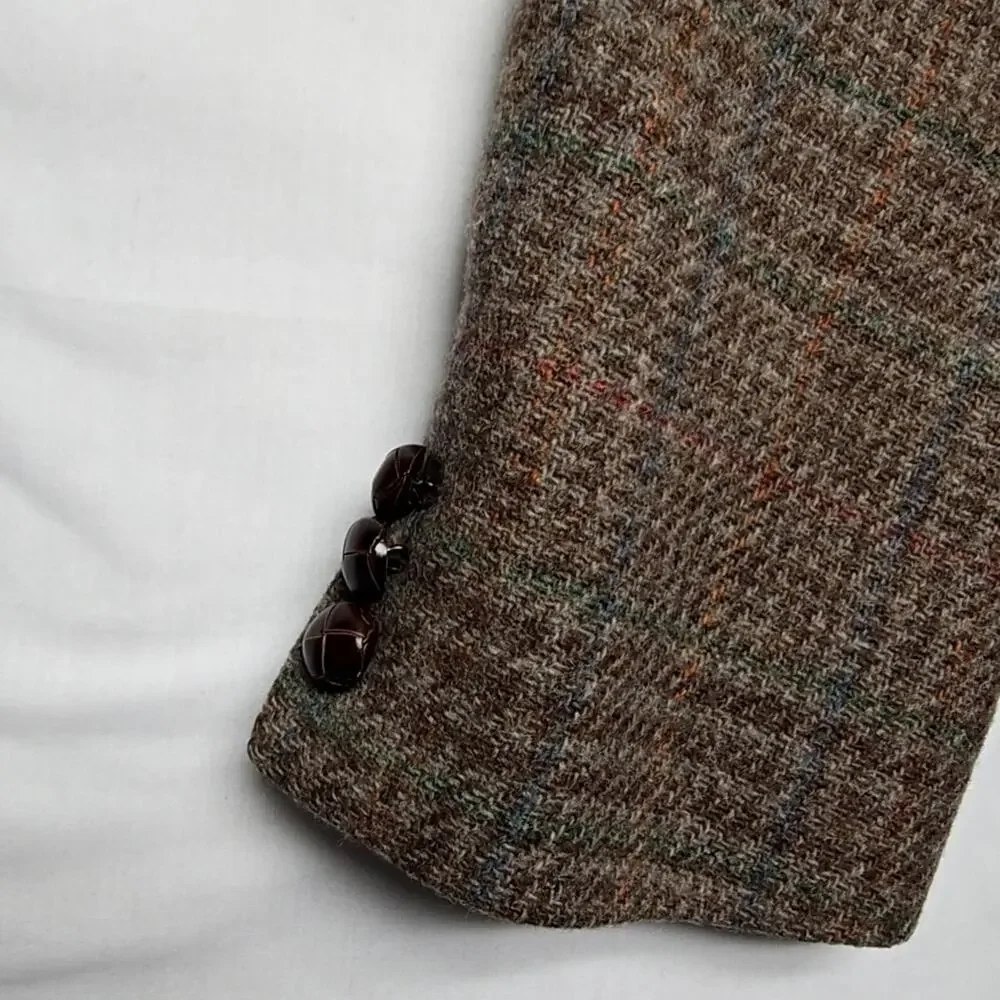 Vintage 911 Collection Wool Blazer Plaid Brown Mens Jacket 38R Classic